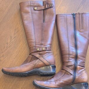 Brown Leather Knee-High Boots